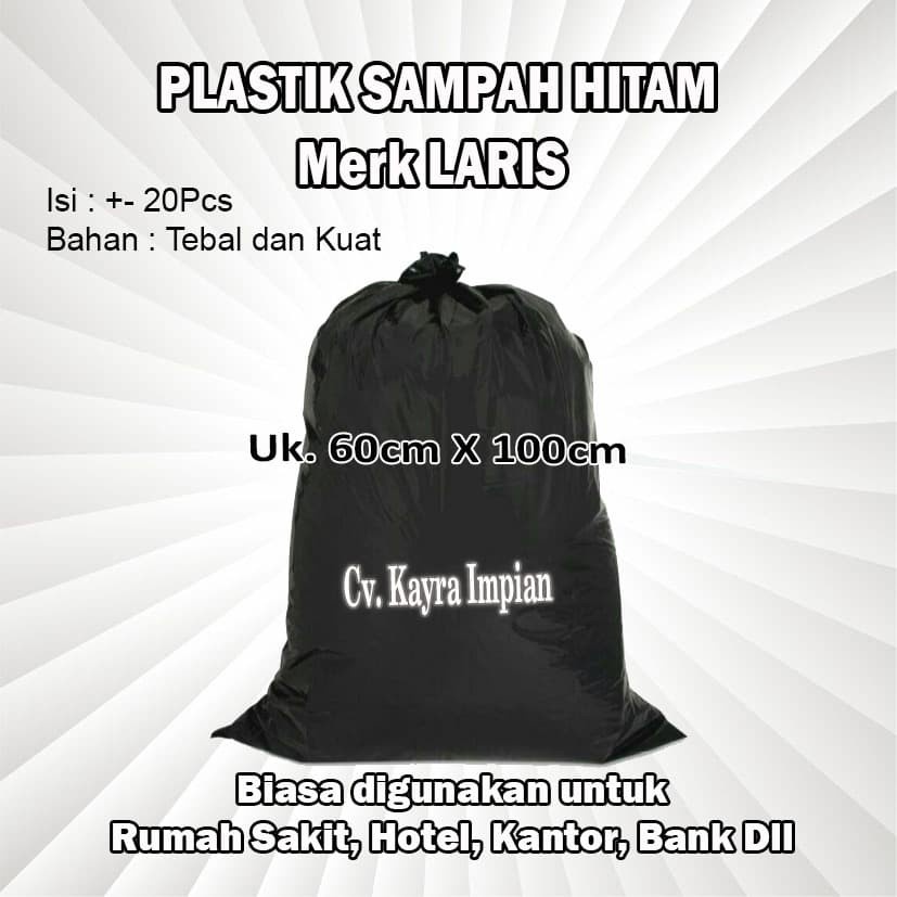 Plastik Sampah Laris/Trash Bag/ Plastik Hitam/Kantong Plastik Sampah 60X100