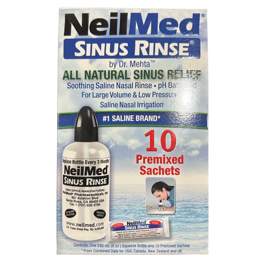 Botol Neilmed sinus + 10 sachet sinus rinse ( cuci hidung sinusitis ) ORI USA