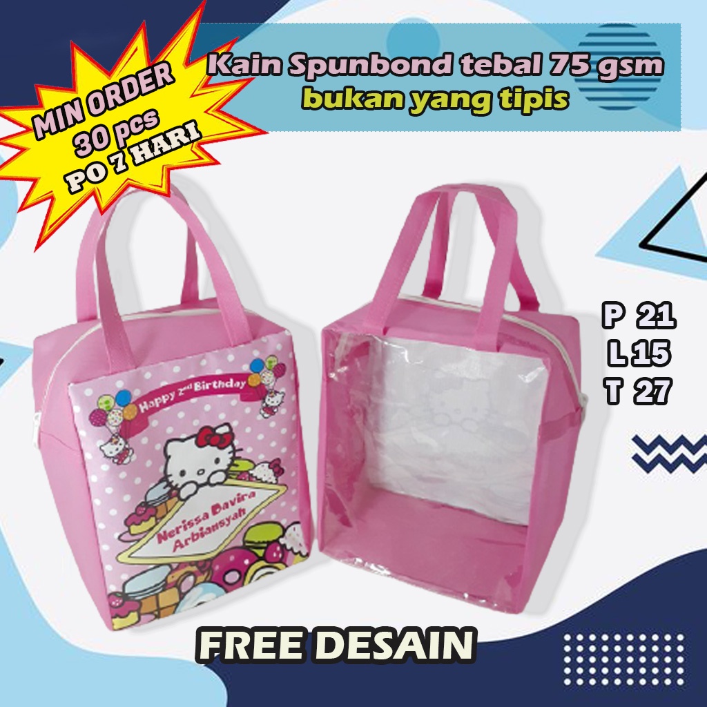 Tas Ultah Anak Resleting Kombinasi Mika Custom