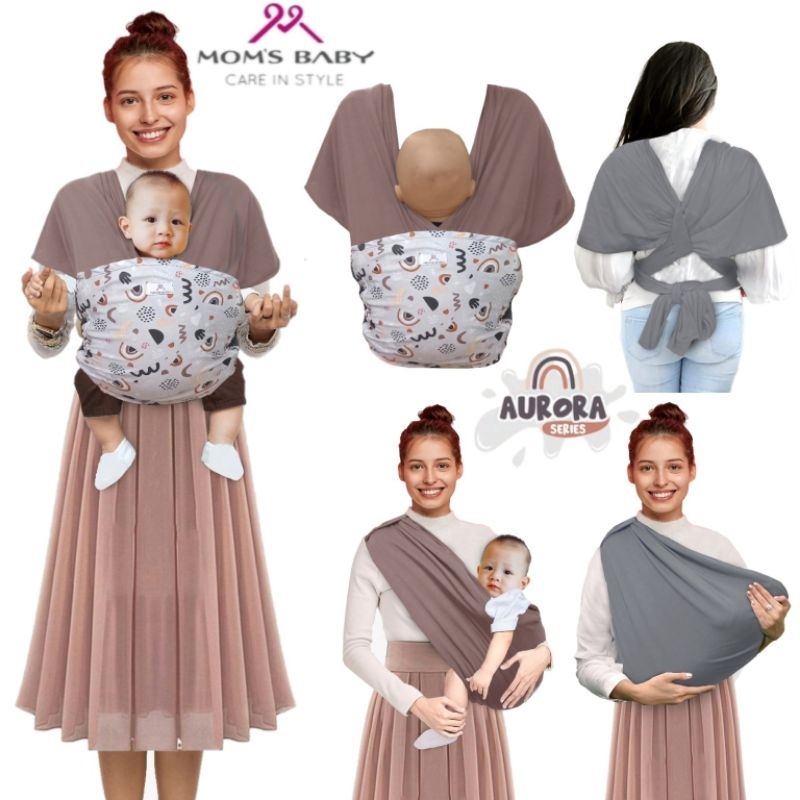 Gendongan Bayi Kaos Baby Wrap Double Fungsi Moms Baby Aurora Series