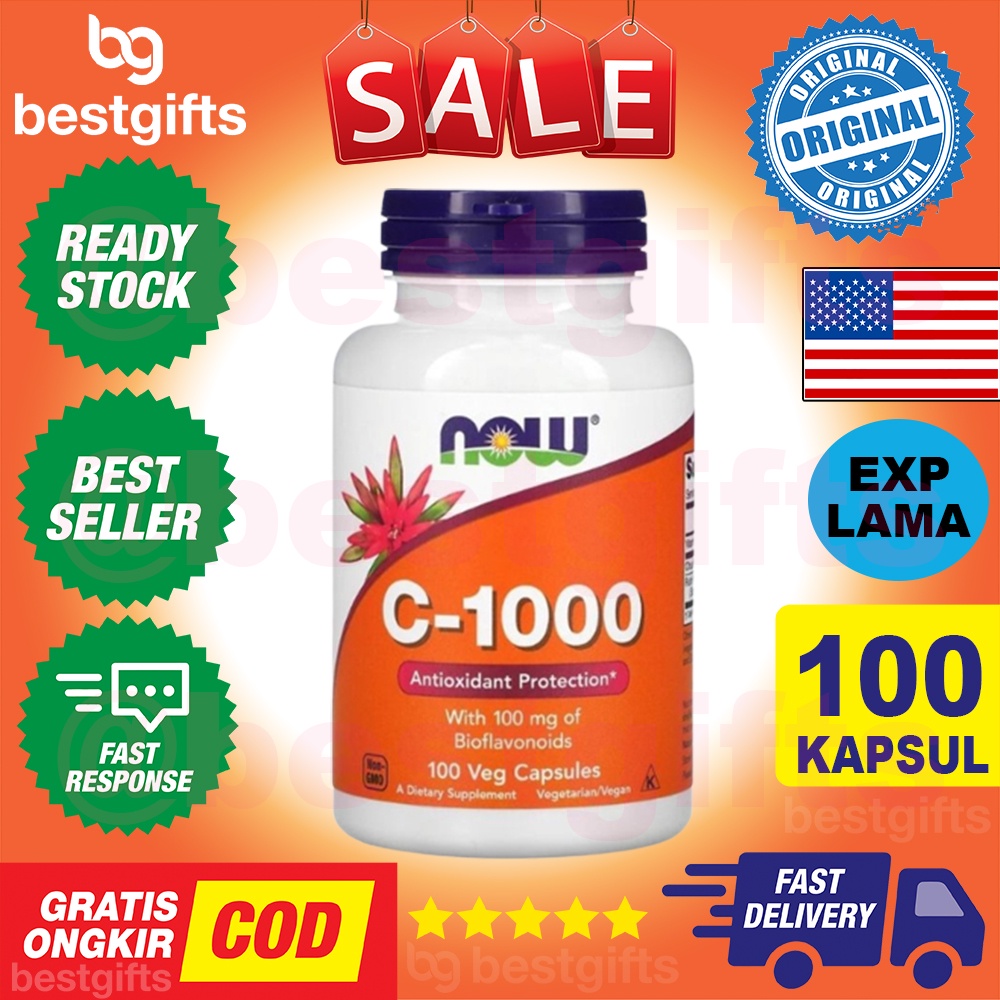 NOW VITAMIN C 1000 VITAMIN C DAYA TAHAN TUBUH KEKEBALAN TUBUH 100 VEG KAPSUL