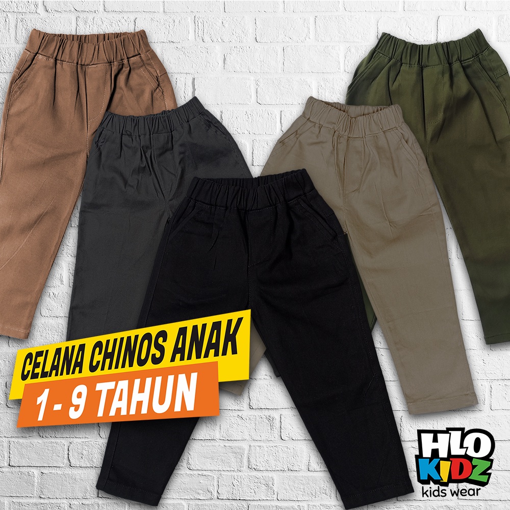 Celana Chino Anak Panjang Katun Twill Stretch Melar Usia Bayi 1 Bulan - 10 tahun Chinos Premium Murah Cewek Cowok