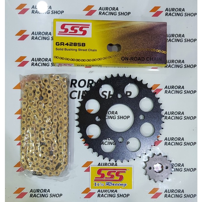 Gear Set Sss Black Cbr 150 R Cb 150 R Sonic & Rantai Sss 428 Sb Gold #Original