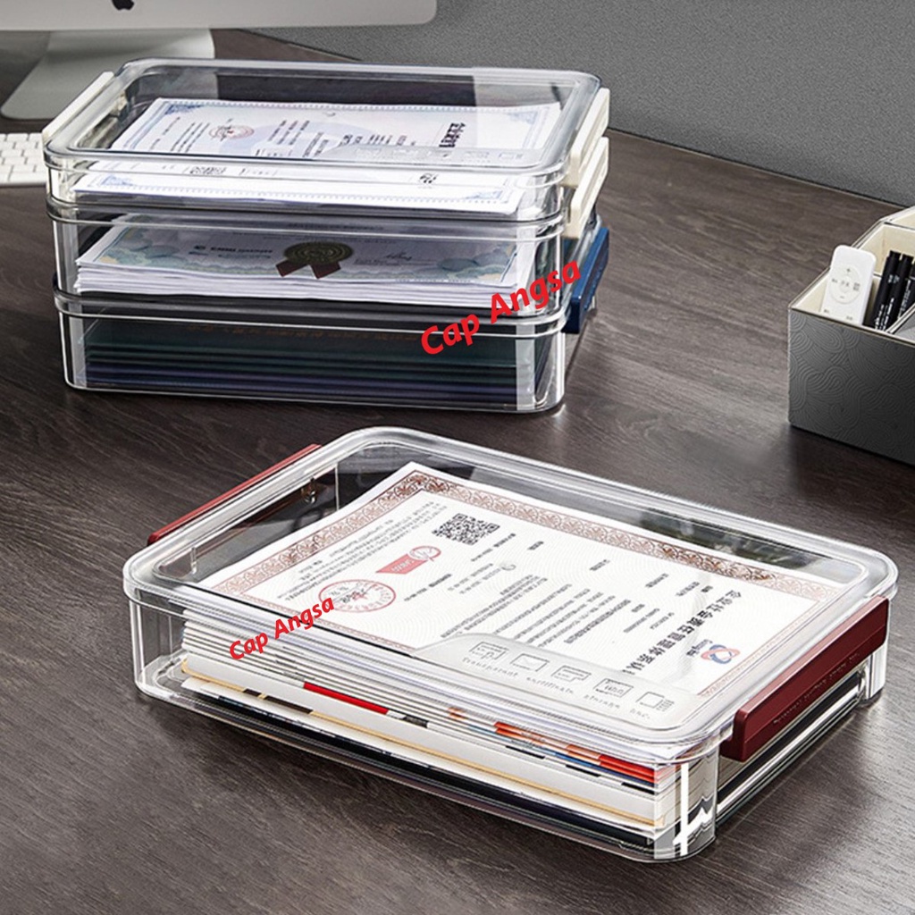 KOTAK PENYIMPANAN DOKUMEN HARDCASE STORAGE PLASTIC TRAY HOLDER TRANSPARENT CLEAR BAG DOCUMENT ORGANIZER