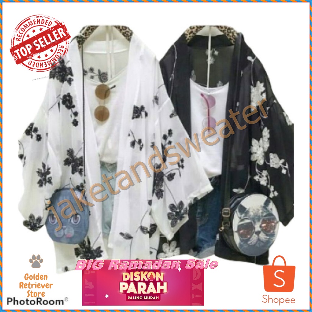 CARDIGAN TUNIK  DIAN BATIK BUNGA PELANGI PENDEK OUTER MODERN LENGAN PANJANG SASIRANGAN KEKINIAN MUSL