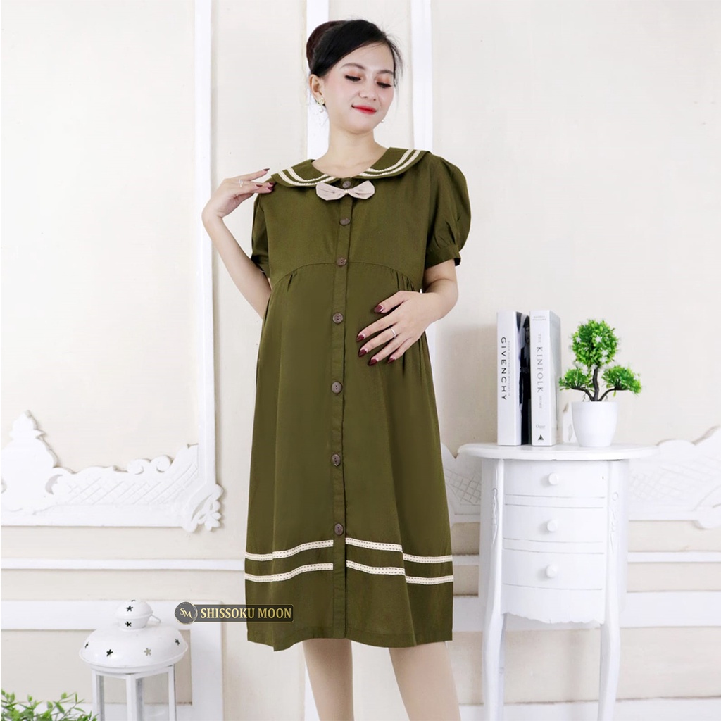 Baju Dress Ibu Hamil Menyusui  Model Kekinian Bahan Katun Poplin Premium