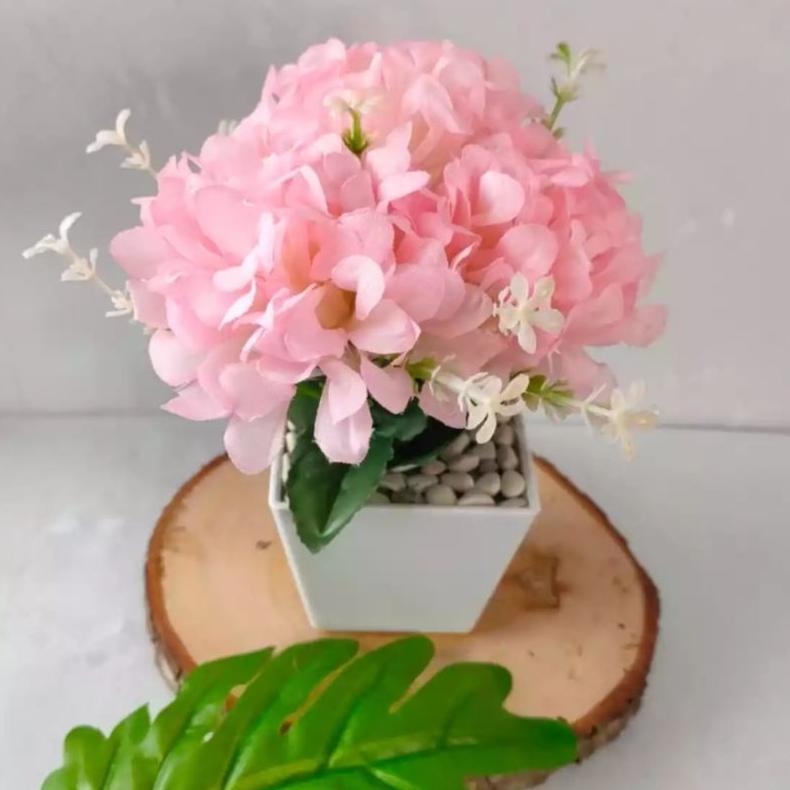[ PROMO TERMURAH ] BUNGA ARTIFICIAL SOKA PINK TERMASUK POT MELAMIN - DEKORASI RUANG TAMU - BUNGA PLA