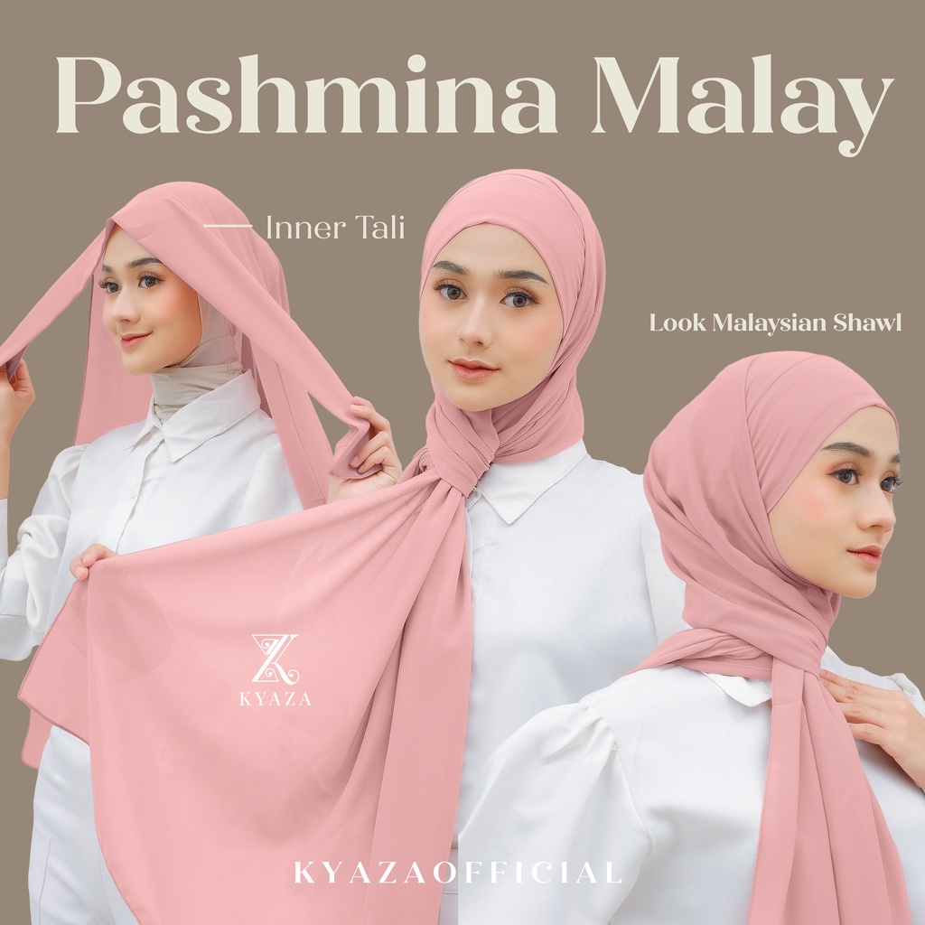 Pashmina Instant Malay Tieback Tali Belakang, Pashmina Malay Tali