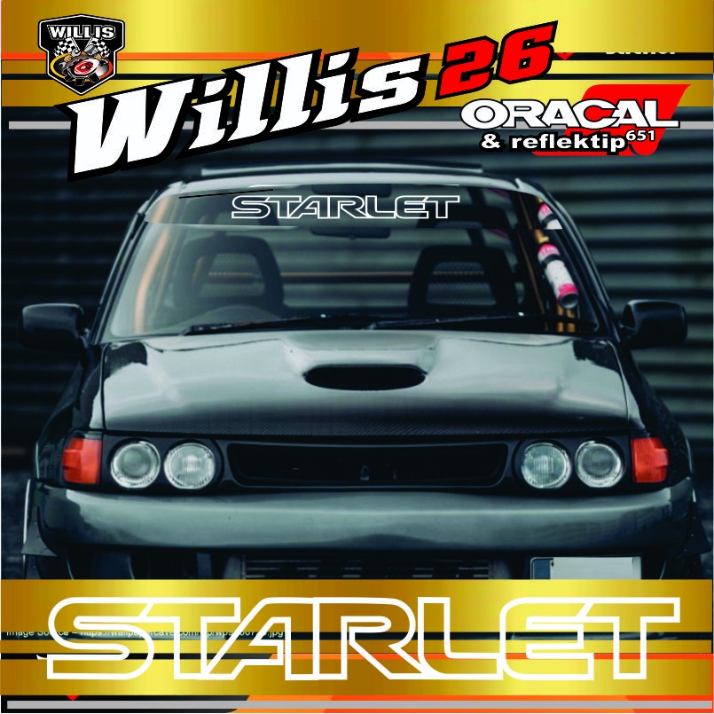 STICKER STIKER CUTTING KACA BODY MOBIL TOYOTA STARLET KAPSUL DAN KOTAK