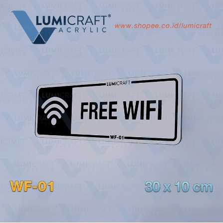 Label Sign Lambang &quot;Free Wifi&quot; Akrilik / Acrylic Silver 30 x 10 cm
