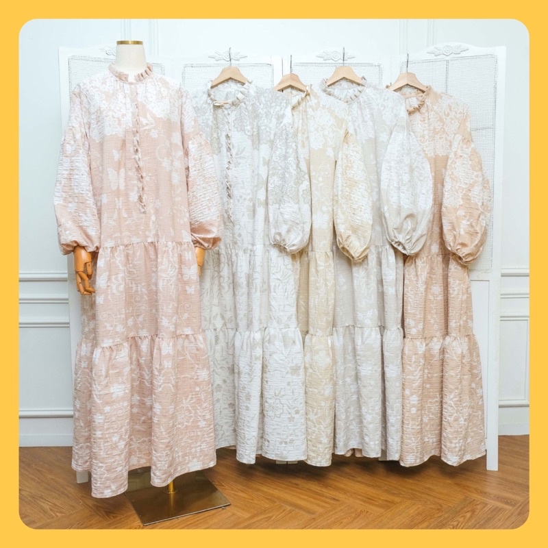 dress gaun jubah gamis kekinian lengan balon baju lebaran