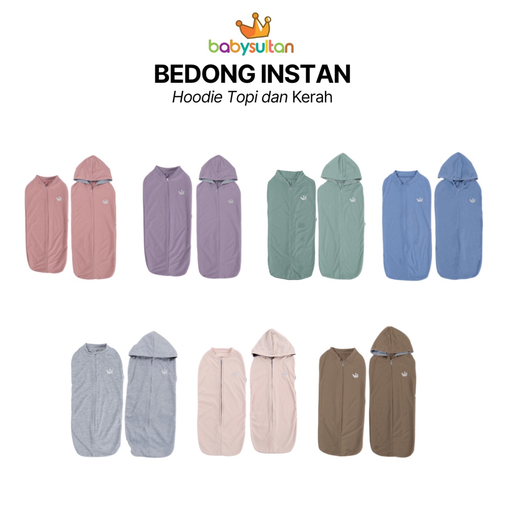 Bedong Bayi Instan Resleting Hoodie Topi dan Kerah babysultan