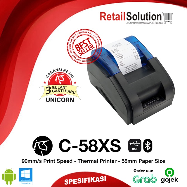 Printer Kasir Thermal RJ11 Bluetooth - Unicorn C58XS C58-XS C-58XS