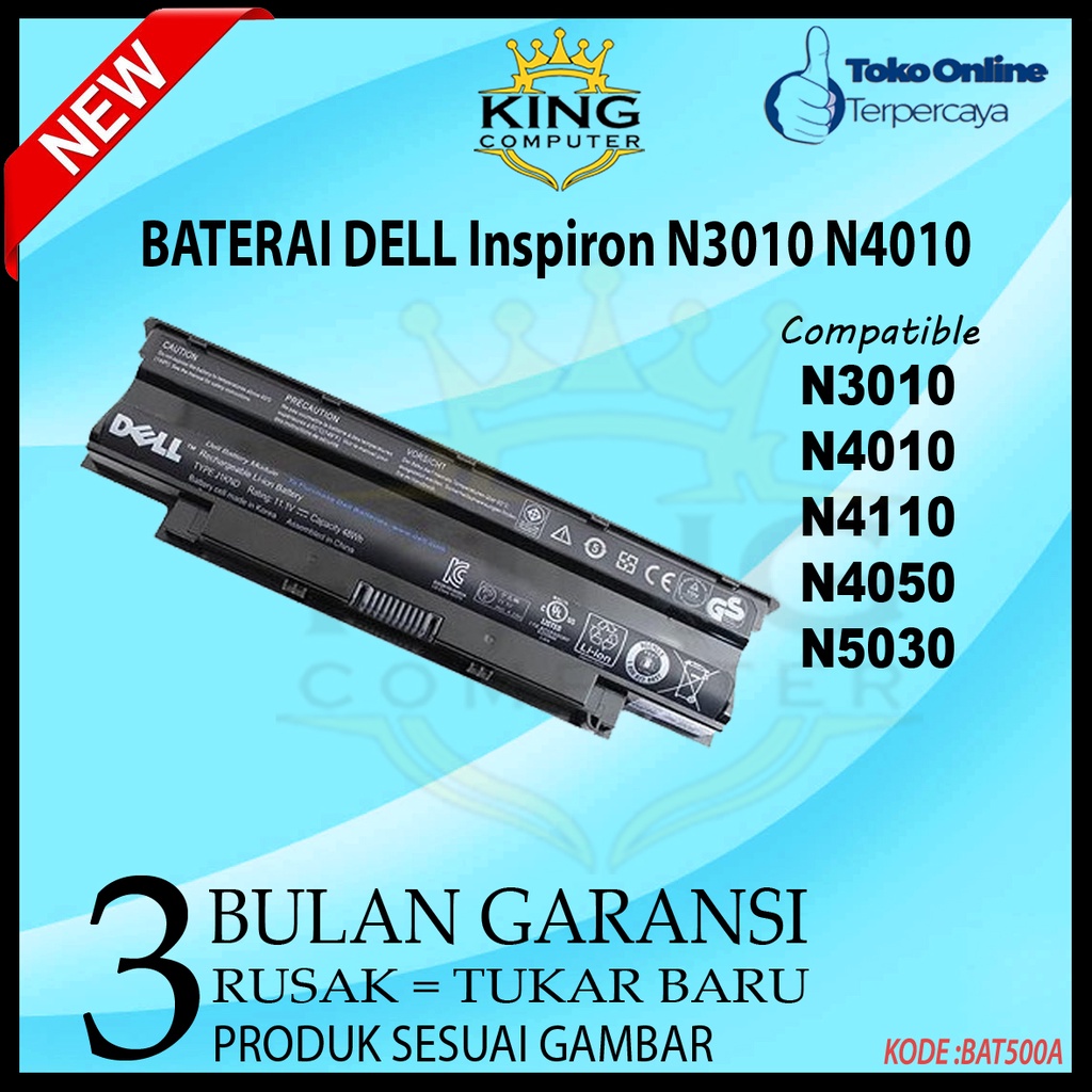 Original Battery Laptop DELL Inspiron N3010 N4010 N4050 N4110 N5010