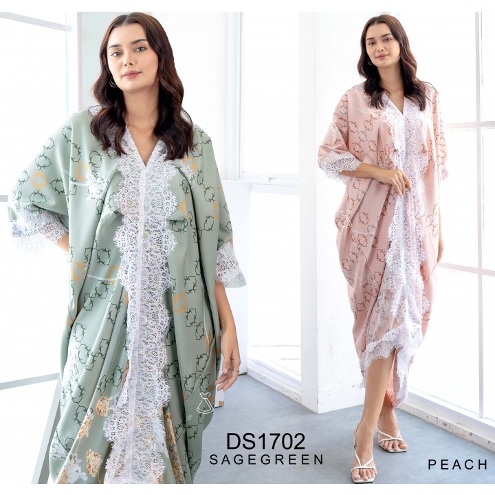 DS1702 KAFTAN SATIN DRESS MUSLIM LEBARAN PREMIUM MURAH GROSIR