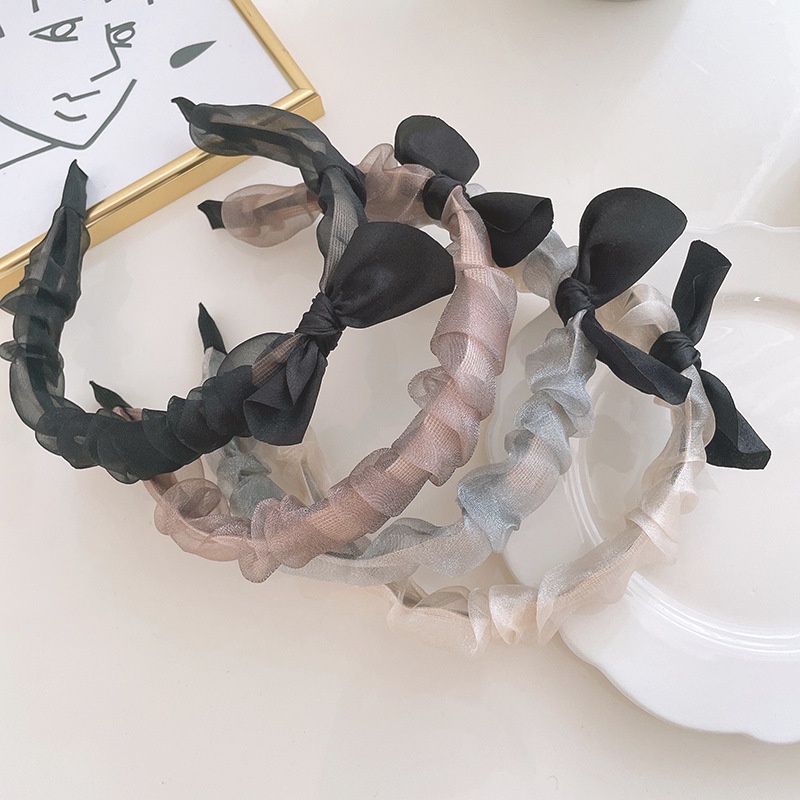 Bando  Wanita Mesh Kecil Angin Harum Organza Rambut Hoop All-match Kepala Hoop Perempuan Korea Manis Peri Mori Perhiasan Super Peri Dasi Kupu-kupu Scrunchie Premium