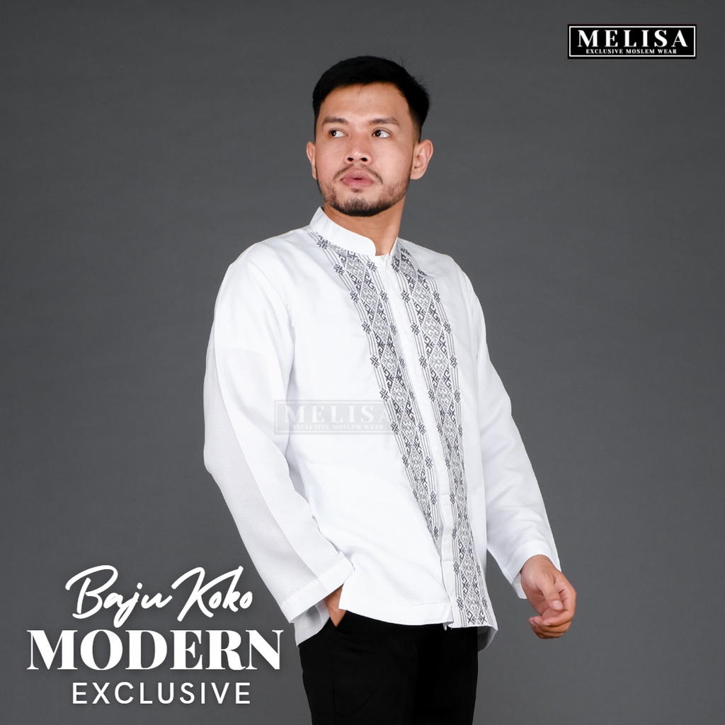 Baju Koko Pria Lengan Panjang Bahan Poli Katun Warna Putih Tulang Size M L XL XXL XXXL XXXXL Fashion Muslim Pria Terbaru