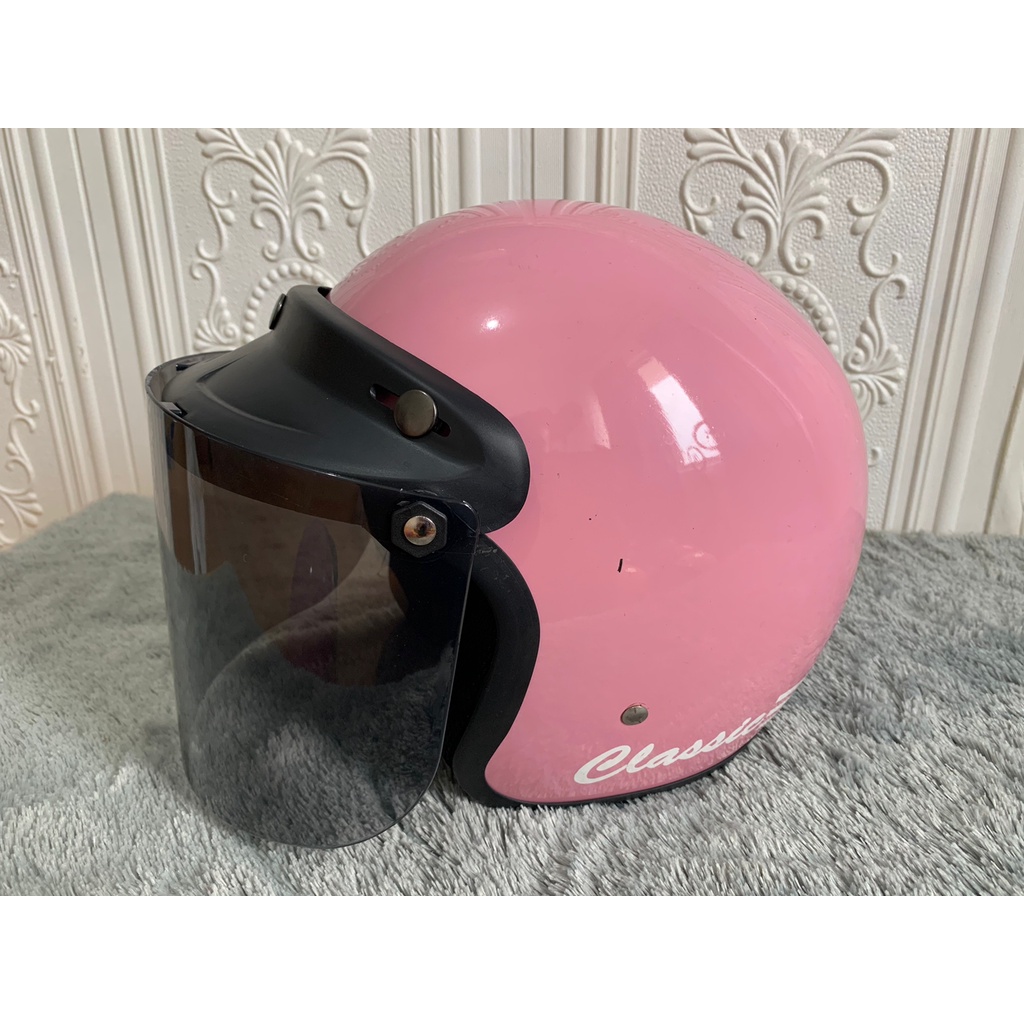 HELM BOGO CLASSIC HALF FACE RETRO MURAH SNI PROMO - Black dof gold, KACA CEMBUNG helm bogo retro lis