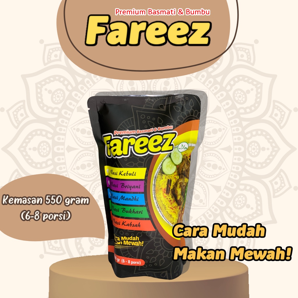 

Fareez Basmati instan 550gr Kebuli/Briyani/Mandhi/Bukhari/Kabsah