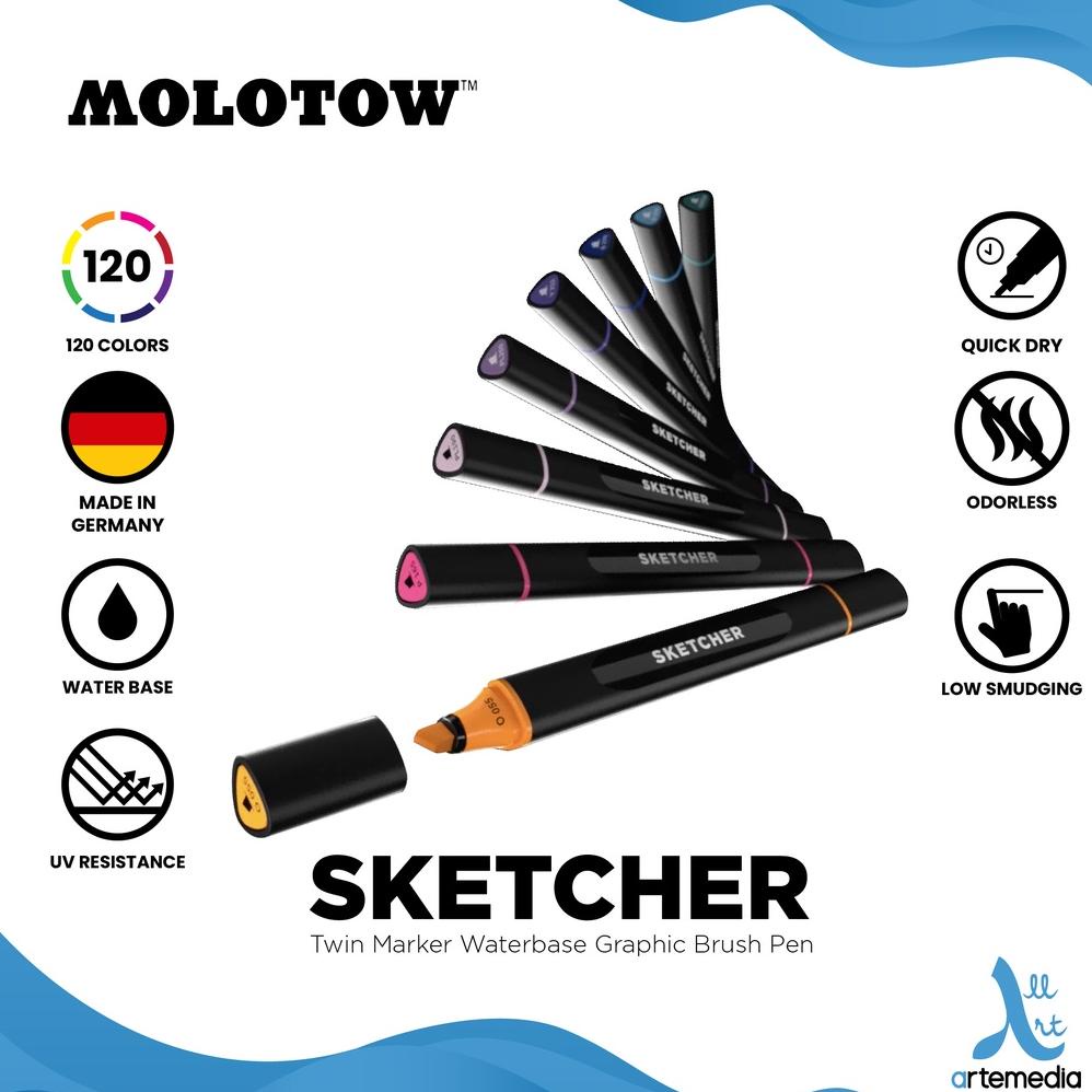 

Molotow Sketcher Twin Marker Waterbase Graphic Brush Pen - 1/3