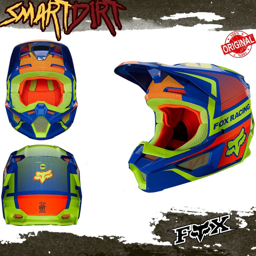 HELM MOTOR FOX V1 BLUE HELM CROSS FOX V1 BLUE TRAIL ORIGINAL FOX V1