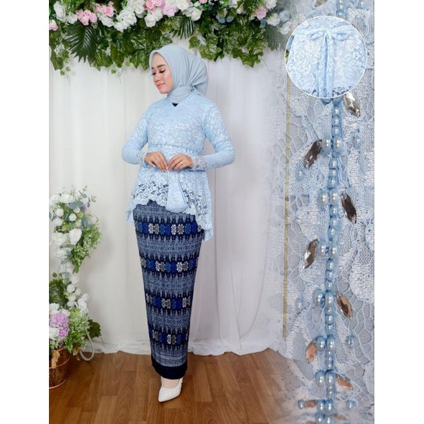 Set Tunik Brokat Amelia Kombinasi Payet Mutiara / Set Kebaya Pesta / Kebaya Modern / Set Tunik Busui Frendly / Kebaya Kondangan / Kebaya Lamaran / Setelan Kebaya Wanita / Set Kebaya wisuda