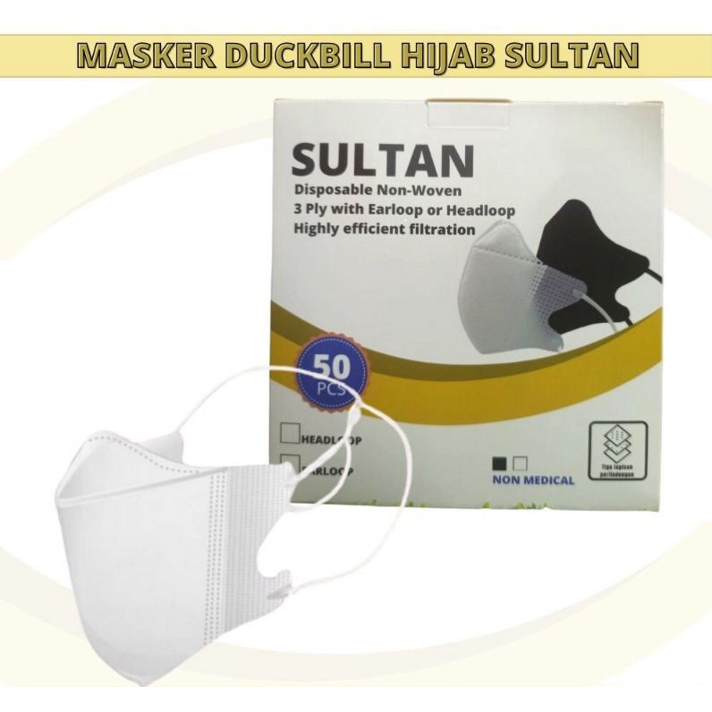 MASKER DUCKBILL HIJAB HEADLOOP 3 PLY LEMBUT 1Pcs