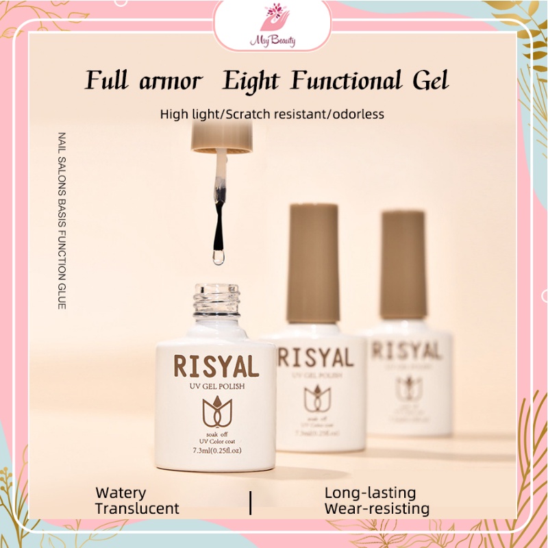 MSY RISYAL Base Coat &amp; Top Coat  Gel Nail Polish UV LED Nail Art / Kutek Nail / Cat Kuku/ Gel polish/ Kutek Gel UV