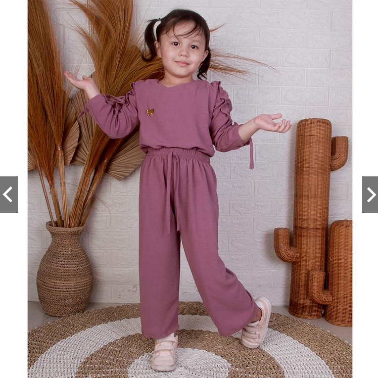 SET ANAK VENNIA /  SET ANAK Lengan Serut Polos Setcel Polos Serut // Set Anak VENNIA Usia 1-5 THN