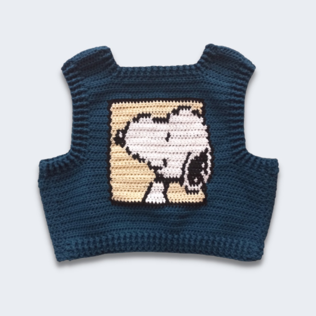 Handmade snoopy crochet vest | rompi rajut
