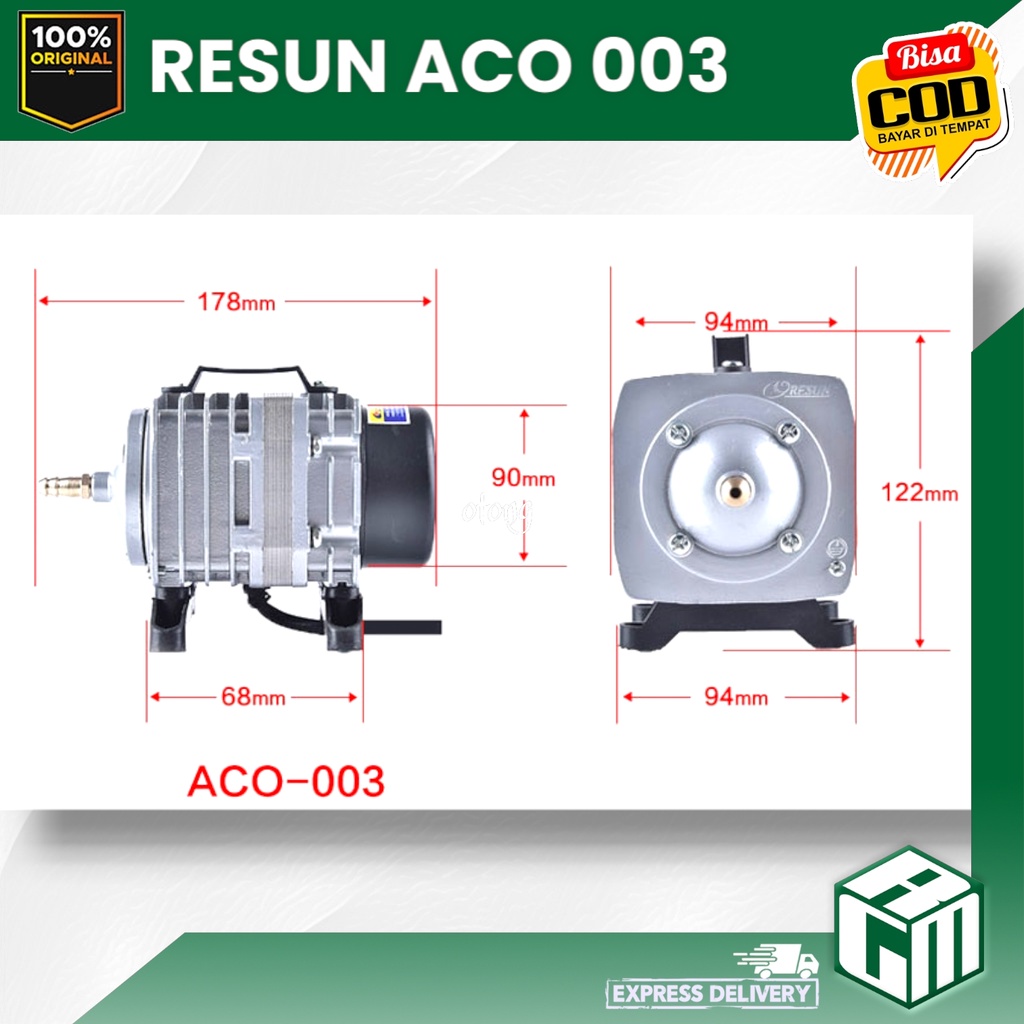 RESUN ACO 003 ACO003 mesin gelembung udara aerator kolam aquarium