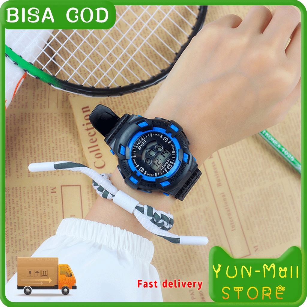 （COD  ）YUN Mall  JAM TANGAN PRIA WANITA DIGITAL RUBBER SPORT BULAT LED   MURAH COUPLE ANAK REMAJA