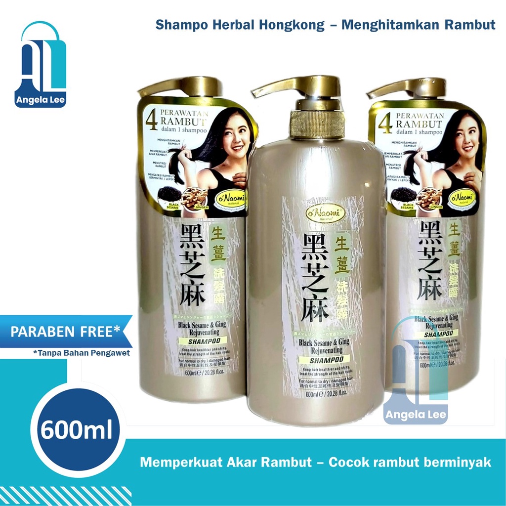 SSA O'Naomi Black Sesame Ginger Shampo Herbal Penghitam Rambut Natural 600ml