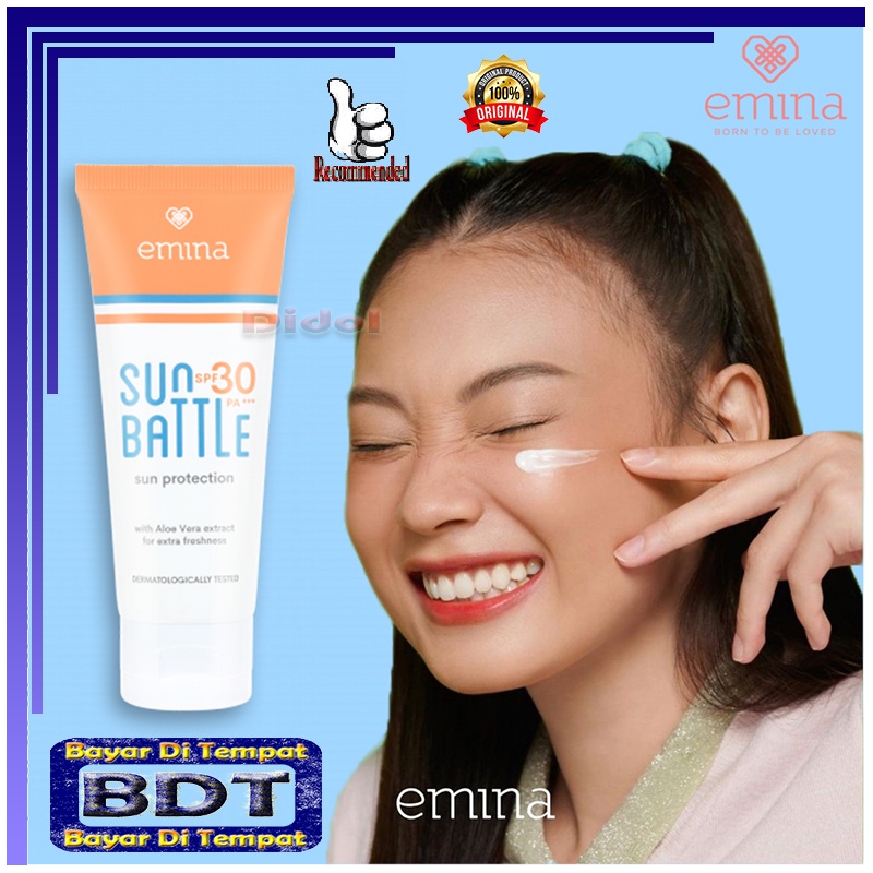 Emina Sun Protection SPF 30 Pa+++ 60ml BPOM SunBlock Wajah dan Badan untuk Wanita dan Pria Pelembab 