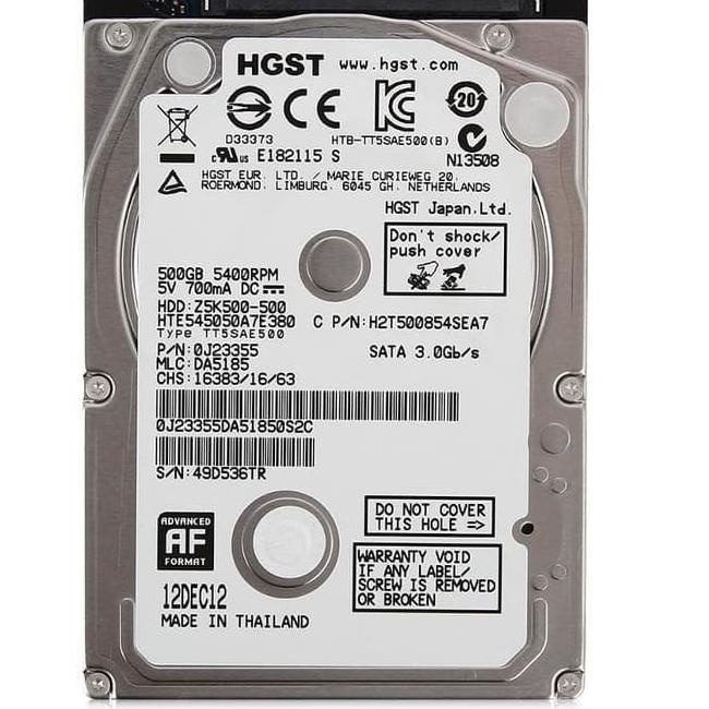 Ready Terbaru HARDISK LAPTOP 500GB HGST