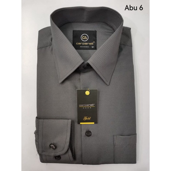 KEMEJA PRIA CARPARELLI POLOS WARNA ABU 6 KAIN DOBBY