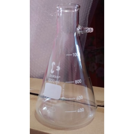 Filtering FLASK 1000ml Duran / Erlenmeyer pipa samping 1000 ml Duran