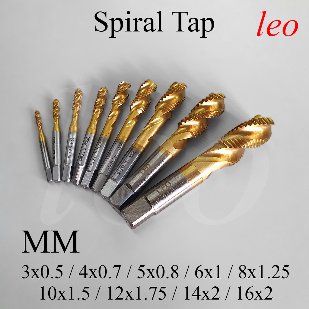 Spiral Tap Leo HSSE 3/4/5/6/8/10/12/14/16mm Pembuat Ulir Hand Tap Machine Tap Tangan Mesin M3 0.5 M4
