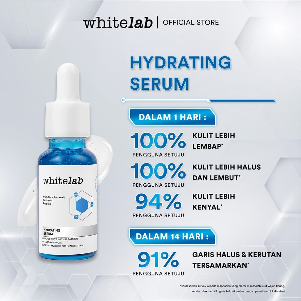 Whitelab Hydrating Serum - Serum Kulit Kering Perkuat Hidrasi Untuk Kulit Lembap, Halus &amp; Kenyal