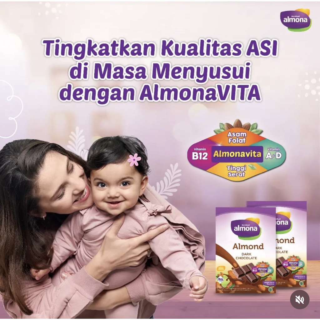 ALMONA Almond Milk Powder with Daun Katuk - Asi Booster - Rendah Gula - Tinggi Serat - Dairy Free - Barefood - Susu Almon Pelancar Asi