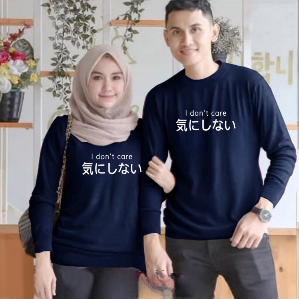 baju lengan panjang COUPLE i dont care / kaos distro trendy keren dan kekinian