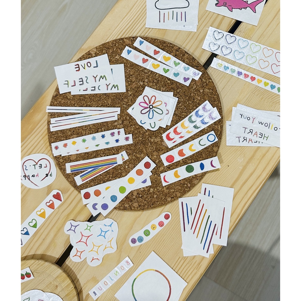 Leledoodle - Mini Tato Temporer Korea Lucu | Tato Stiker Warna Warni | Gradasi | Heart | Smile | Pla