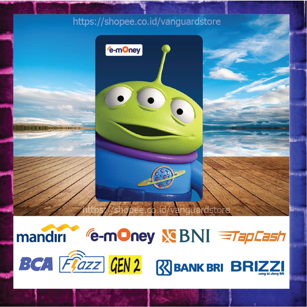 KARTU E MONEY E TOLL GAMBAR ALIENS TOY STORY KARTUN EMONEY MANDIRI FLAZZ BCA BNI TAPCASH BRIZZI BRI - 1 SISI