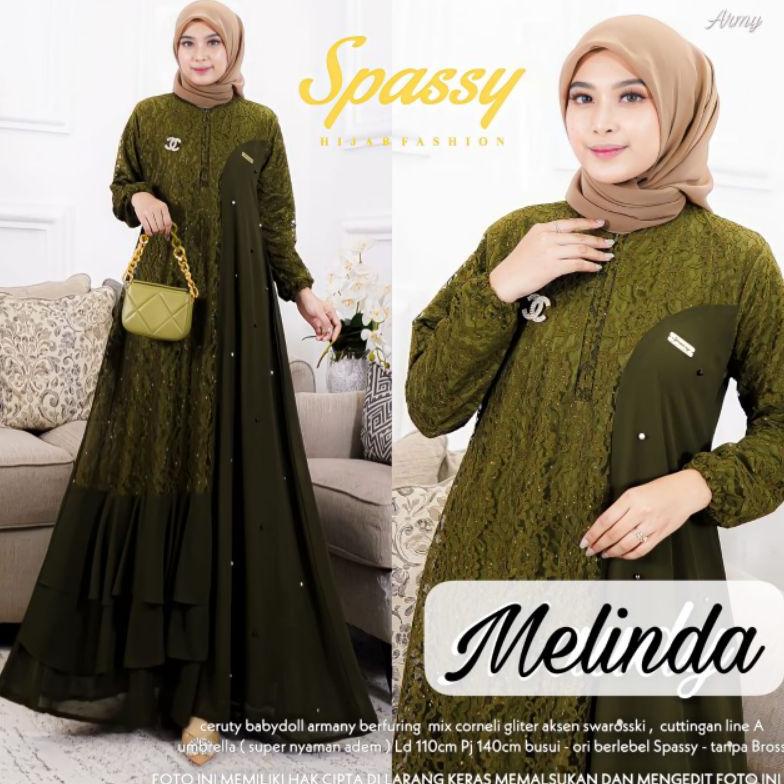 PROMO MELINDA DRESS VACTORY SET SHAFFA MAXY ORI BY SPASSY // GAMIS POLOS CERUTI MIX BROKAT LD 110 PJ