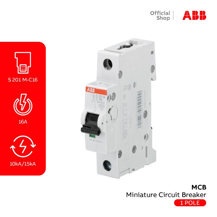 ABB MCB 10KA 1P 16A S 201 M-C16 2CDS271001R0164