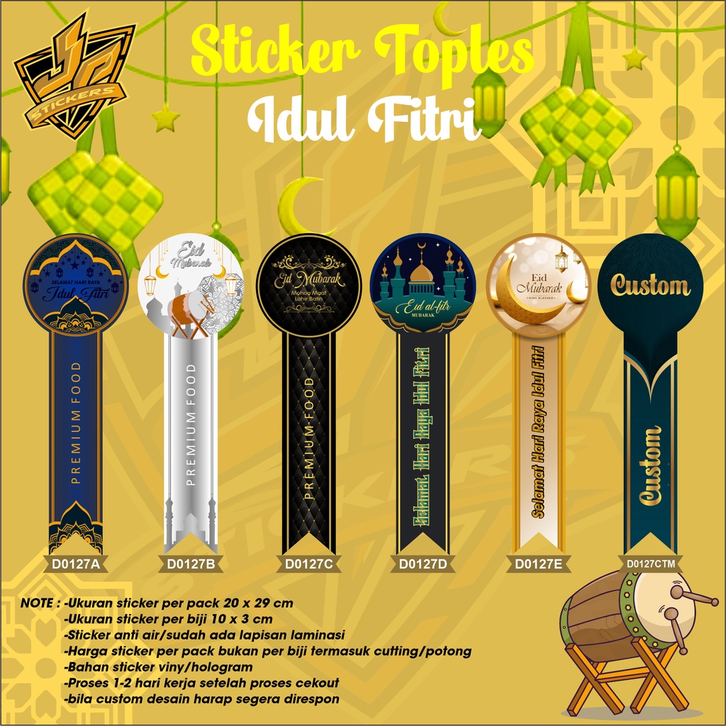 

STICKER TOPLES IDUL FITRI | TOPLES KUE | ANTI AIR \ LAMINASI