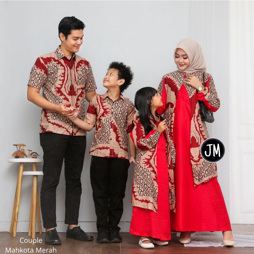 Batik Couple Keluarga Gamis Batik Kombinasi Modern Kemeja Pria Lengan Panjang Gamis Terbaru Termurah