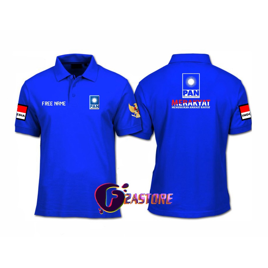 Kaos Kerah MODEL Baju Kerah PARTAI AMANAT NASIONAL - PARTAI PAN Unisex Sablon DTFF2Astore