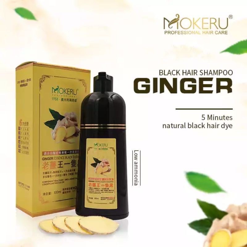 Mokeru Shampoo Pewarna Rambut Herbal Alami 500ml Shampo Penghitam Rambut Uban Menjadi Hitam Hasil Permanen 100% ORI