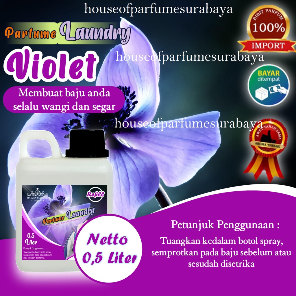 Parfume Laundry Aroma Violet - Pewangi Laundry Tahan Lama - Parfum Laundry Mawar - Pelicin Pakaian L